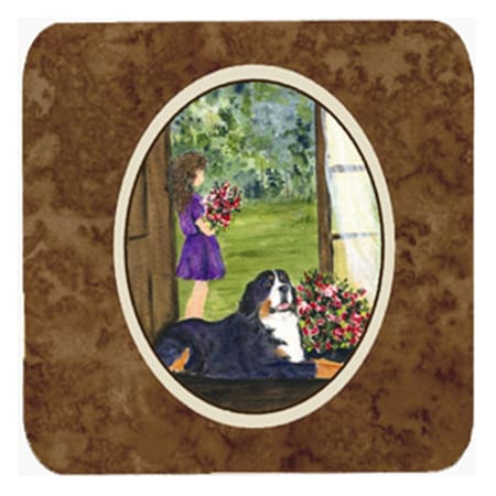 Little Girl With Her Bernese Mountain Dog Foam Coasters- Set Of 4